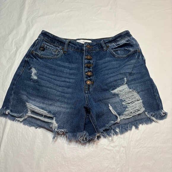 Kancan Joelle High Rise Fray Hem Mom Shorts Denim Jean Women’s 9/28 - Picture 1 of 8